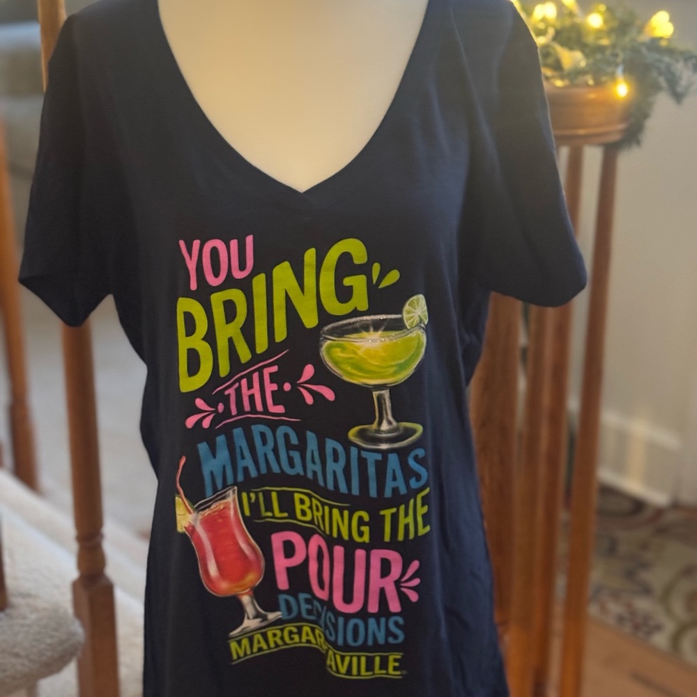 Margaritaville Navy Tee with Floral Graphic